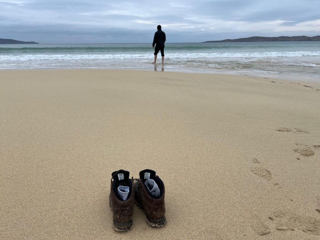 Enjoying a paddle at Horgabost Beach