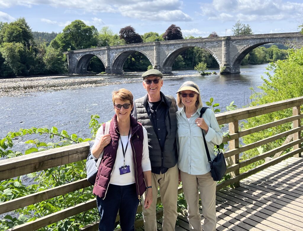 Susan and guests at River Tay, Dunkeld