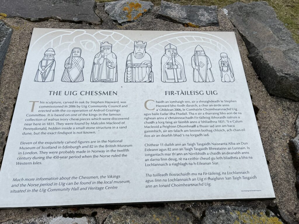 Uig Chessmen at Uig Beach information Board